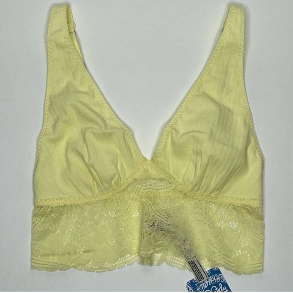 Free People Yellow Lace Trim bralette NWT - Picture 3 of 8